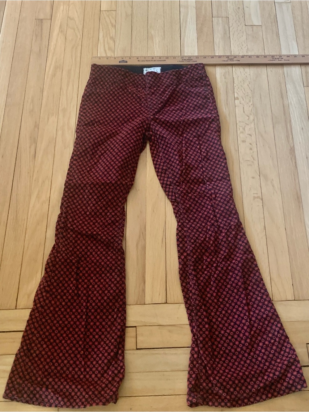 Free People Black flare pants with Red Floral Print 29